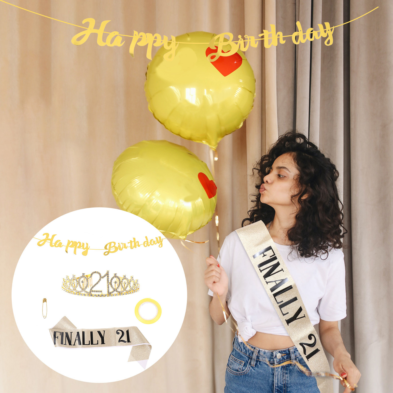 1Set Glitter Birthday Crown Go - đánh giá và giá Birthday Sash Glitter