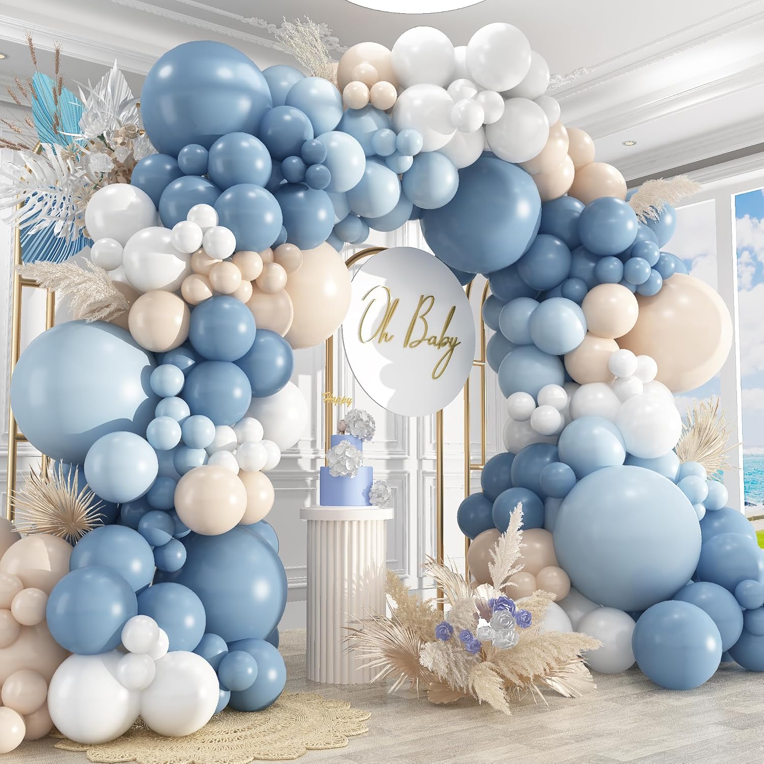 Dusty Blue Sand White Latex Ba - đánh giá và giá Balloon Arch Kit