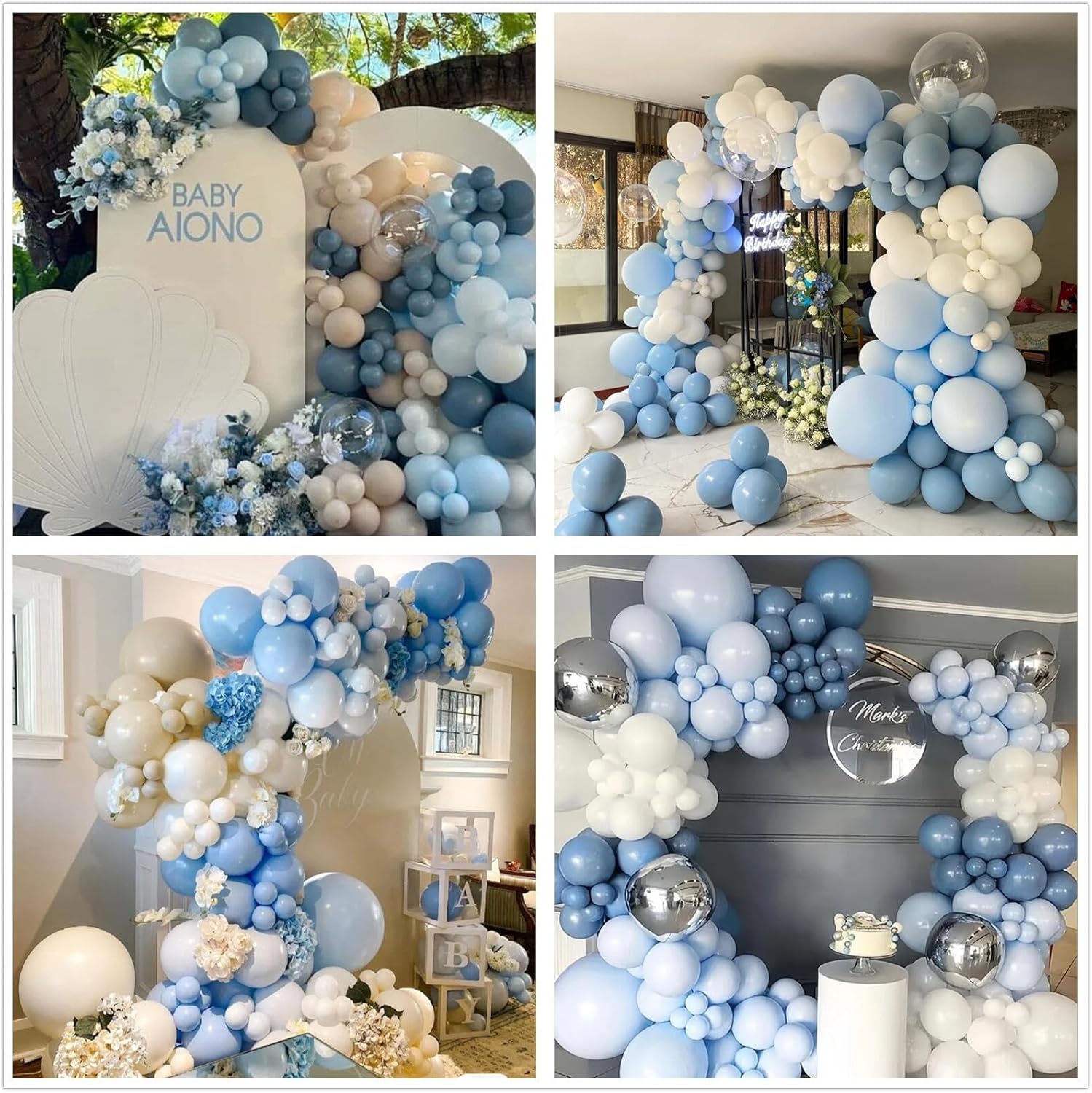 Dusty Blue Sand White Latex Ba - đánh giá và giá Balloon Arch Kit